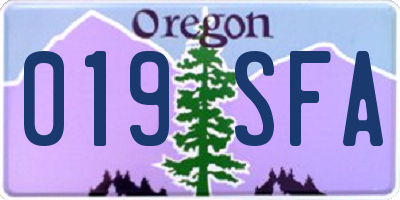OR license plate 019SFA