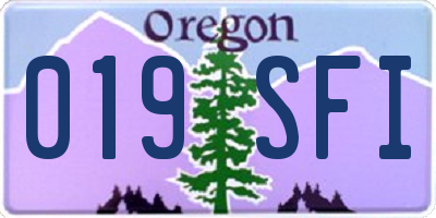 OR license plate 019SFI