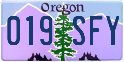 OR license plate 019SFY