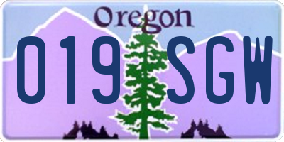 OR license plate 019SGW