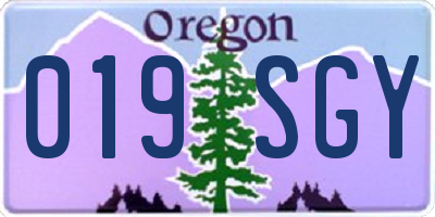 OR license plate 019SGY