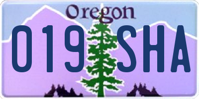 OR license plate 019SHA