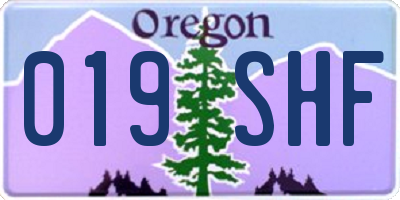 OR license plate 019SHF