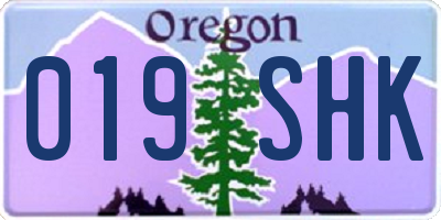 OR license plate 019SHK