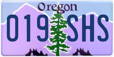 OR license plate 019SHS