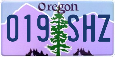 OR license plate 019SHZ