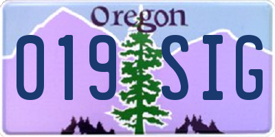 OR license plate 019SIG