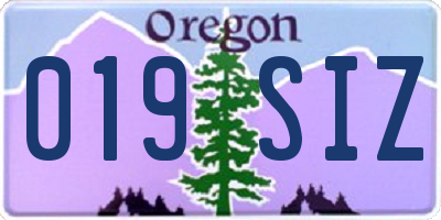 OR license plate 019SIZ