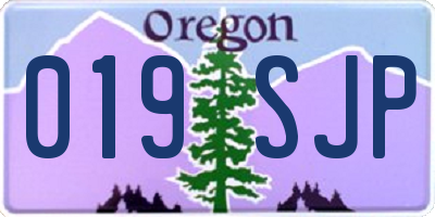 OR license plate 019SJP