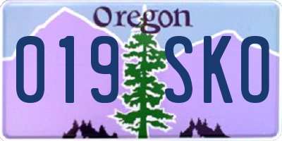 OR license plate 019SKO