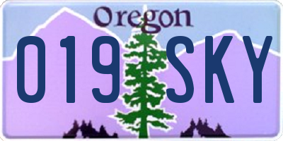 OR license plate 019SKY