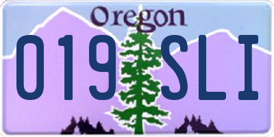 OR license plate 019SLI
