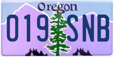 OR license plate 019SNB