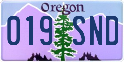 OR license plate 019SND
