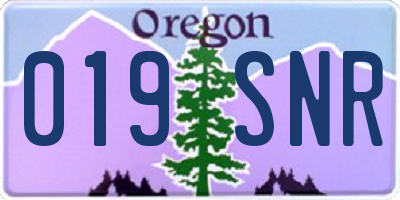OR license plate 019SNR
