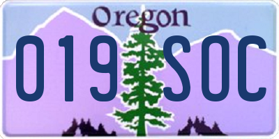 OR license plate 019SOC