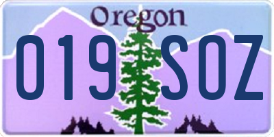 OR license plate 019SOZ