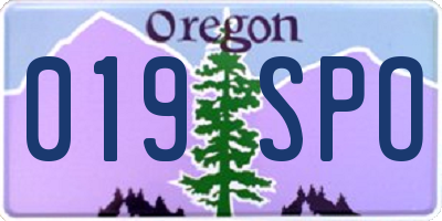 OR license plate 019SPO