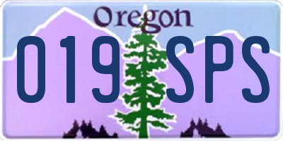OR license plate 019SPS