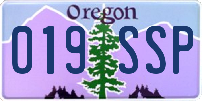 OR license plate 019SSP