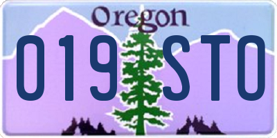 OR license plate 019STO