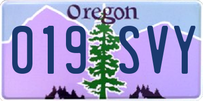 OR license plate 019SVY