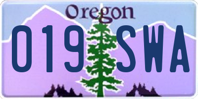 OR license plate 019SWA