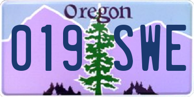 OR license plate 019SWE
