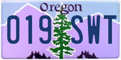 OR license plate 019SWT
