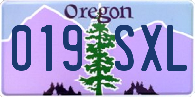 OR license plate 019SXL