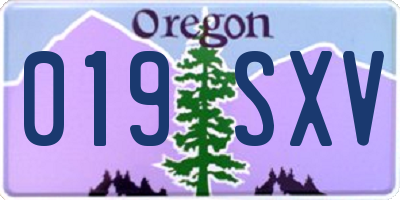 OR license plate 019SXV