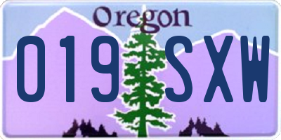 OR license plate 019SXW
