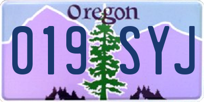 OR license plate 019SYJ