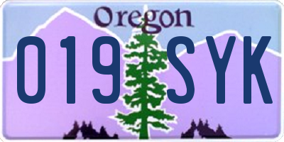OR license plate 019SYK