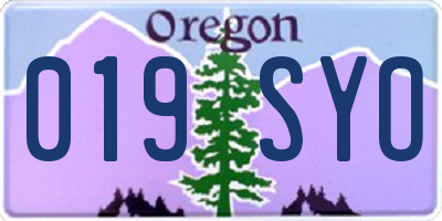 OR license plate 019SYO