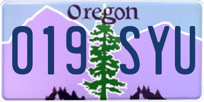 OR license plate 019SYU