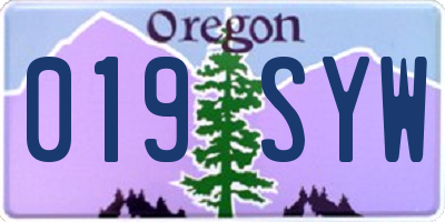 OR license plate 019SYW