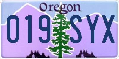OR license plate 019SYX