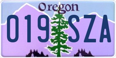 OR license plate 019SZA
