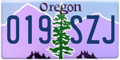 OR license plate 019SZJ