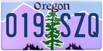 OR license plate 019SZQ