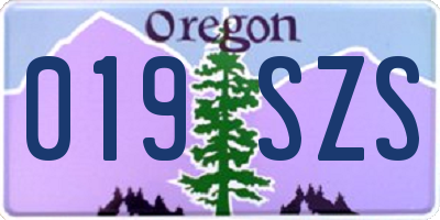OR license plate 019SZS