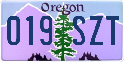 OR license plate 019SZT