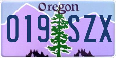 OR license plate 019SZX