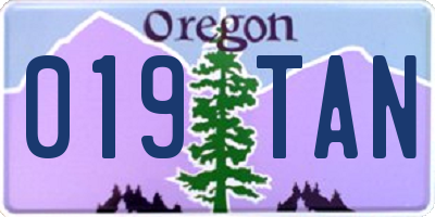 OR license plate 019TAN