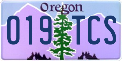 OR license plate 019TCS