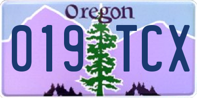 OR license plate 019TCX