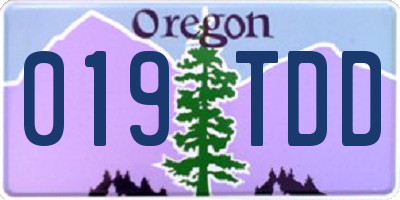 OR license plate 019TDD