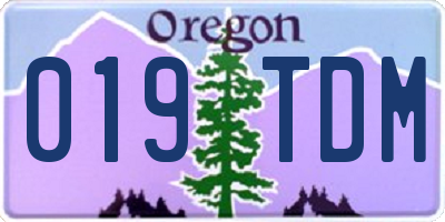 OR license plate 019TDM