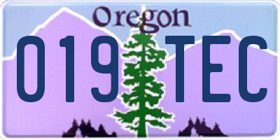 OR license plate 019TEC